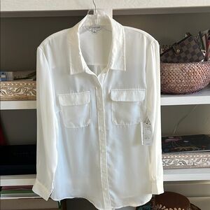 Express White Button-Up Blouse